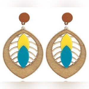 Fashion Jewelry Large Statement Wood Dangle Earrings NWT